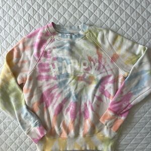 Spiritual Gangster Multicolor Tie-Dye 'Happy' Sweater